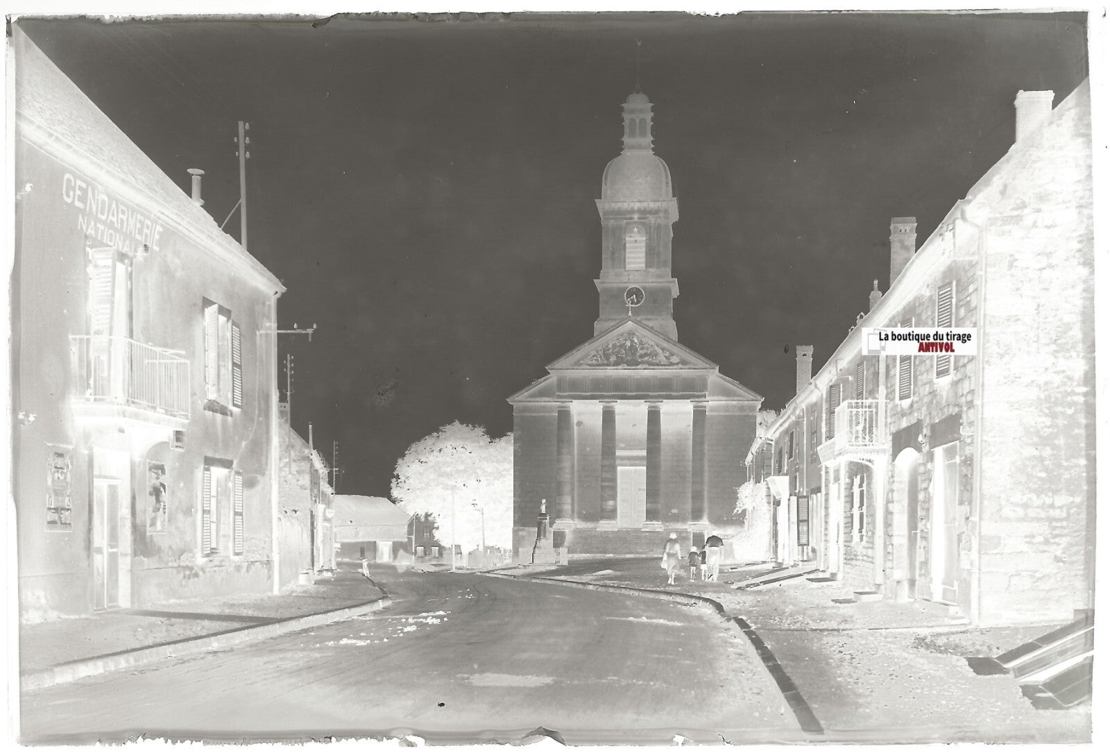 Mont-sous-Vaudrey gendarmerie, Plaque verre photo, négatif noir & blanc 10x15 cm