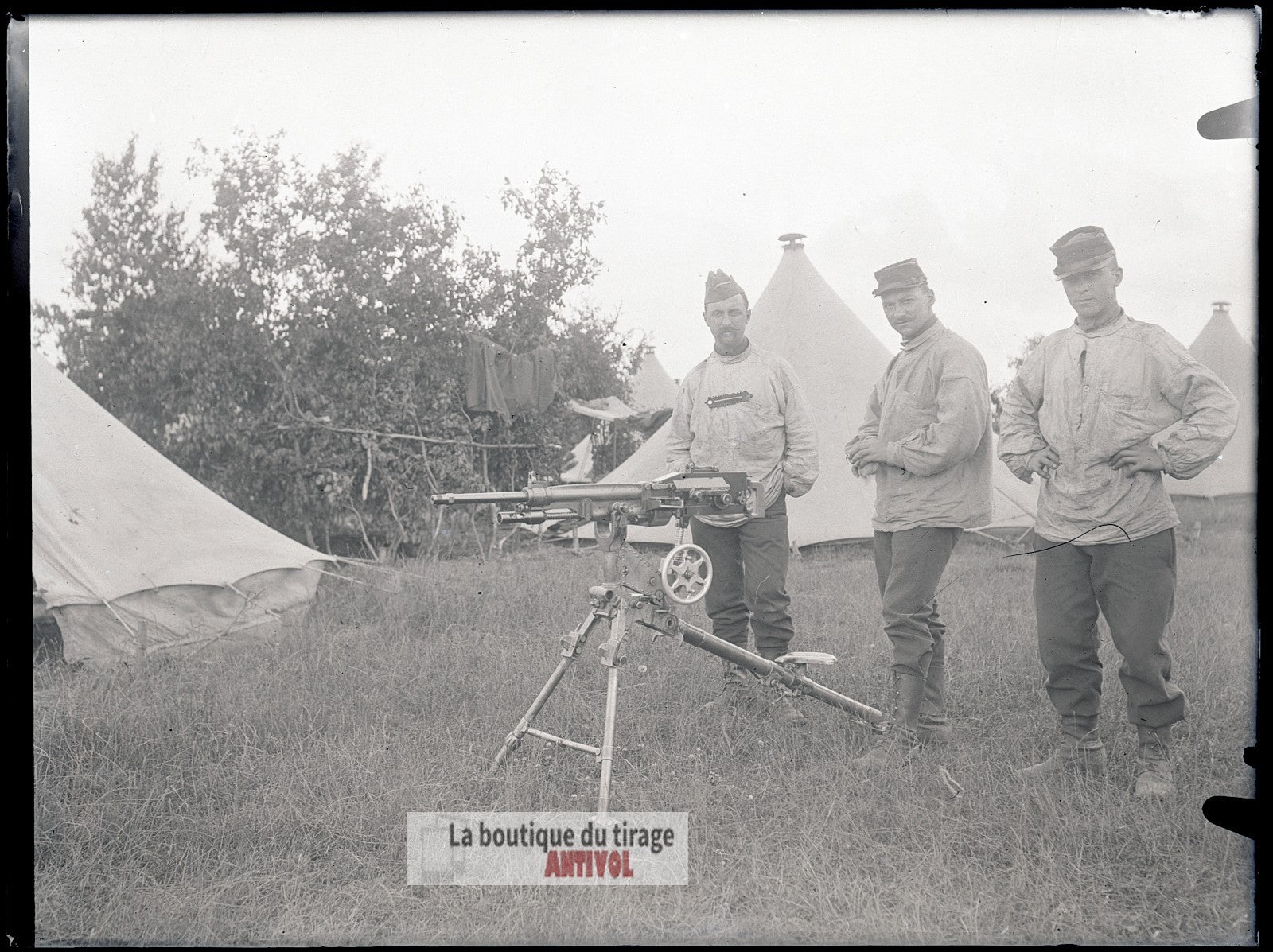 Bois-l’Évêque, 1913, mitrailleuse, plaque verre, photo ancienne, négatif 9x12 cm