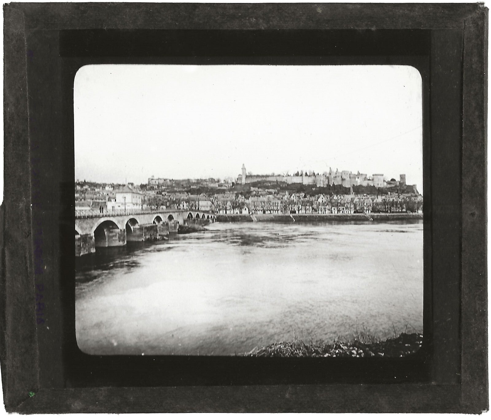 Château de la Loire, Chinon, photo ancienne plaque de verre, positif 8,5x10 cm