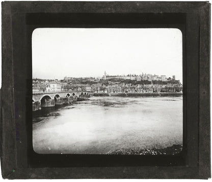 Château de la Loire, Chinon, photo ancienne plaque de verre, positif 8,5x10 cm