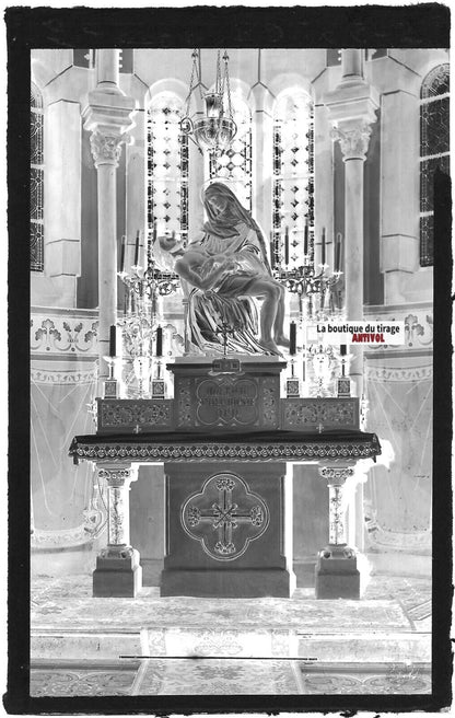 Plaque verre photo négatif noir & blanc 9x14 cm, Strasbourg, église Saint-Pierre