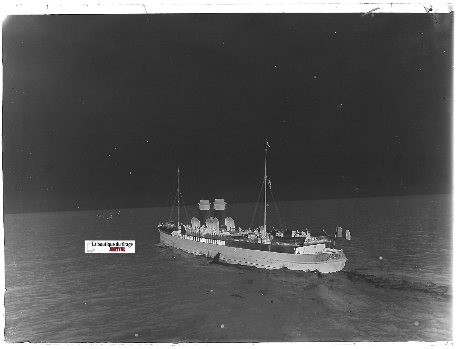 Dieppe, Le Steamer ”Manche”, Plaque verre photo, négatif noir & blanc 9x12 cm