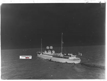Dieppe, Le Steamer ”Manche”, Plaque verre photo, négatif noir & blanc 9x12 cm
