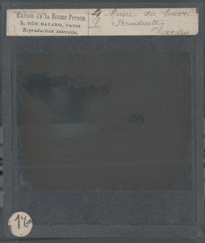 le Bénédicité, Musée du Louvre, ancienne plaque de verre, positif 8,5x10 cm