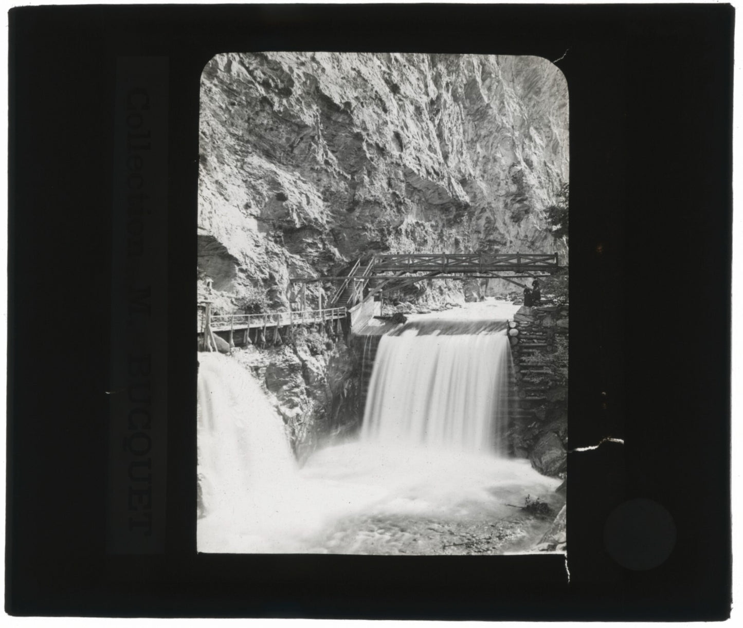 Gorges de la Tamina, Suisse, photo ancienne plaque verre, positif 8,5x10 cm