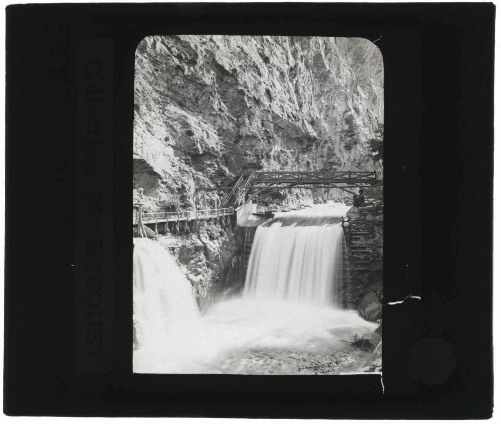 Gorges de la Tamina, Suisse, photo ancienne plaque verre, positif 8,5x10 cm