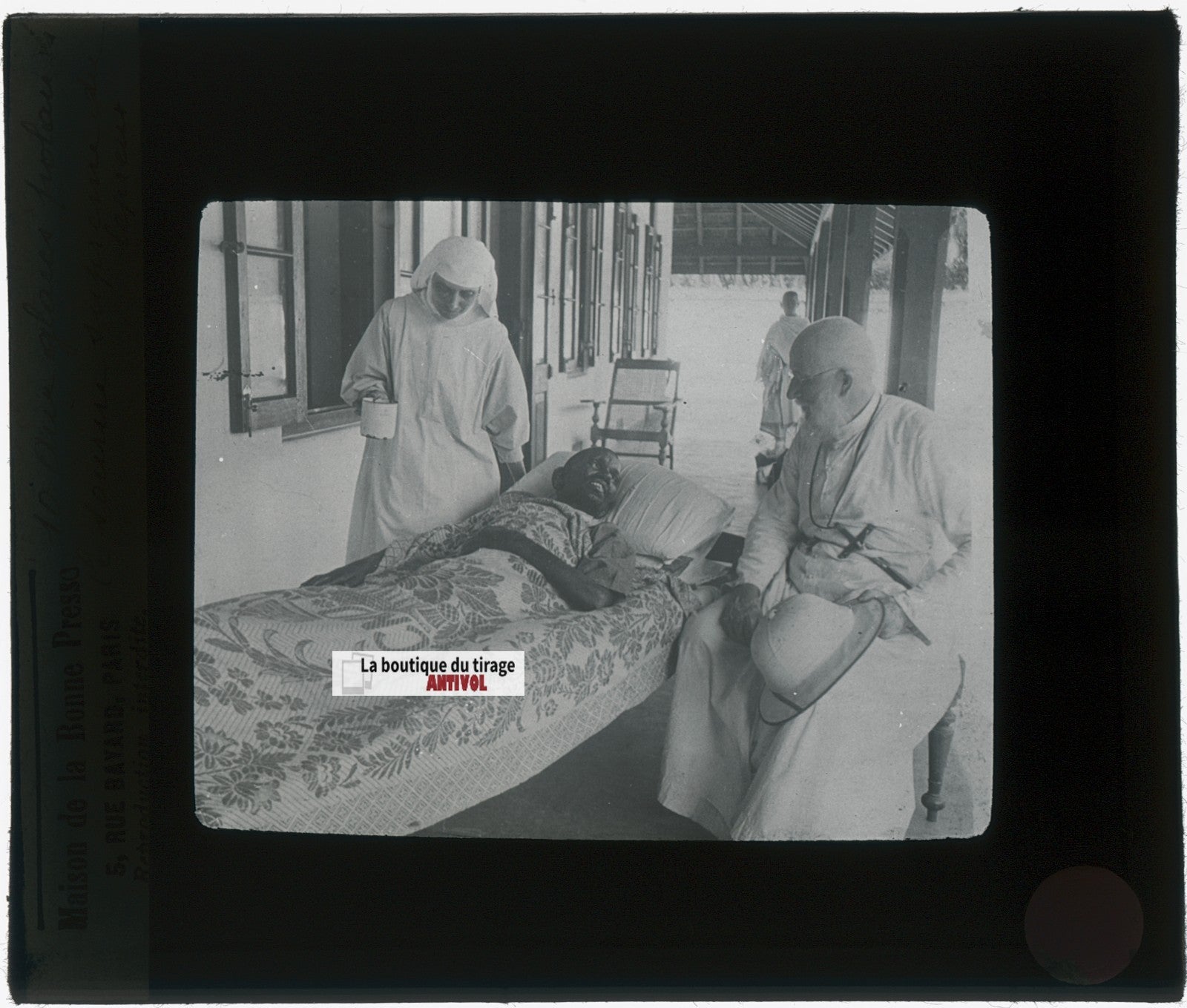 Hôpital, Lèpre, lépreux, photo plaque verre, noir & blanc, positif 8,5x10 cm