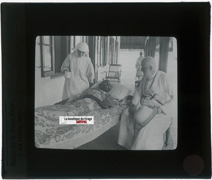 Hôpital, Lèpre, lépreux, photo plaque verre, noir & blanc, positif 8,5x10 cm