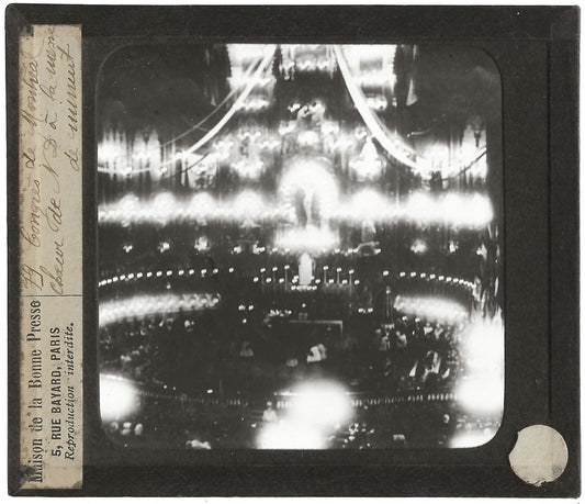 Choeur Notre-Dame, Montréal, photo ancienne plaque verre, positif 8,5x10 cm