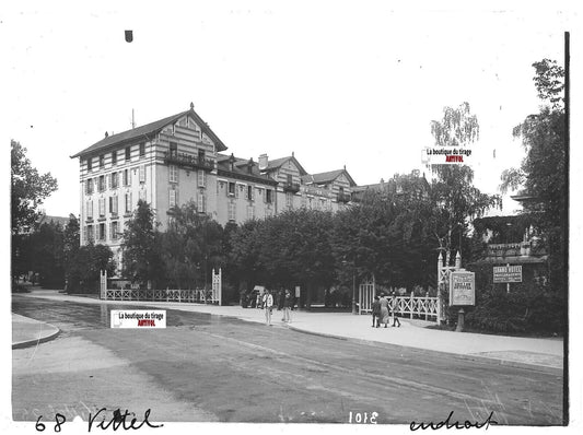 Plaque verre photo positif noir et blanc 13x18 cm Vittel Vosges Grand Hôtel