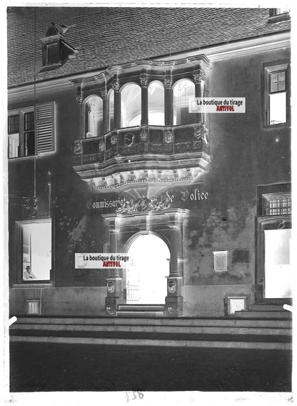 Plaque verre photo ancienne négatif noir et blanc 13x18 cm Colmar commissariat