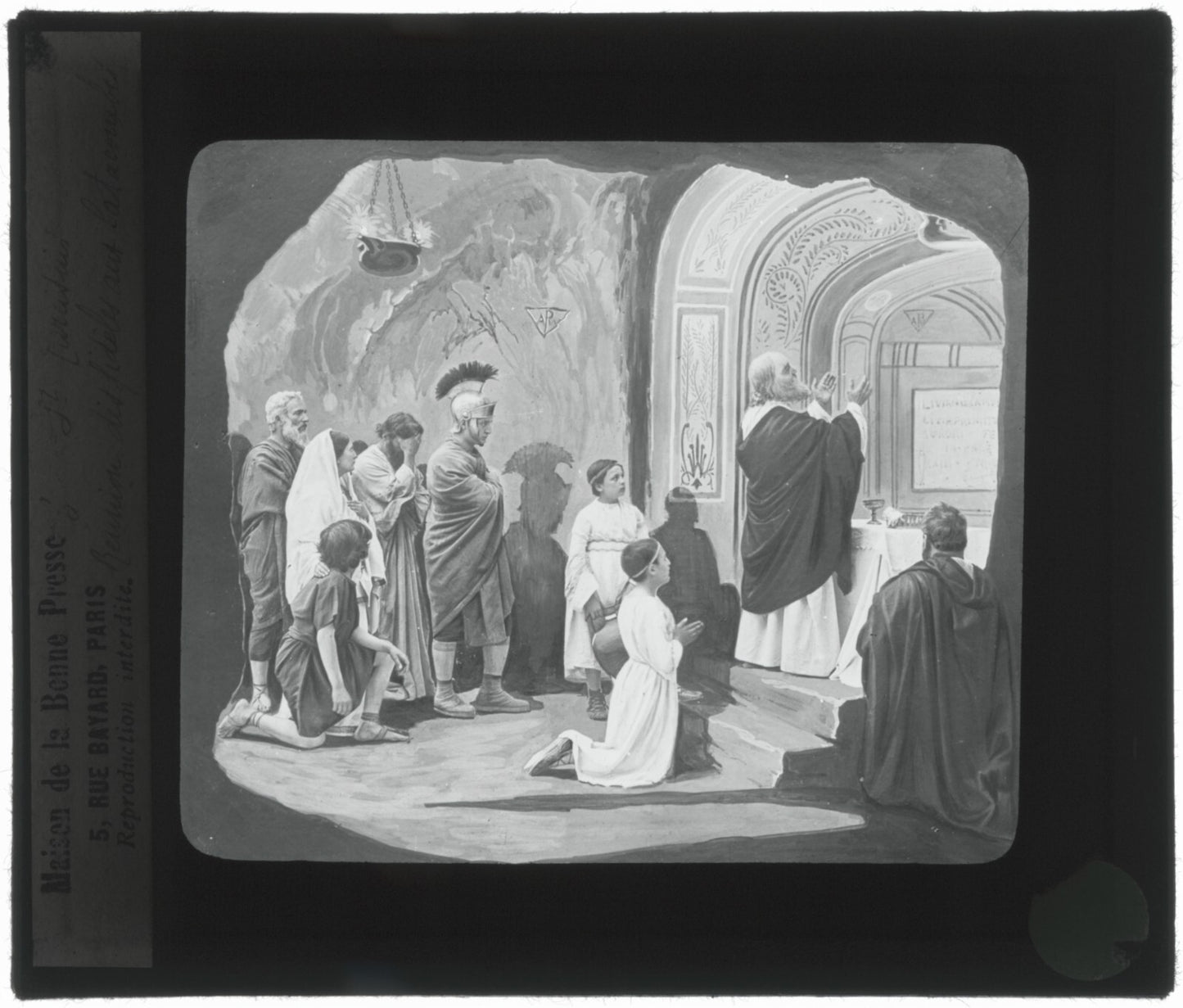 Tarcisius de Rome, Italie, dessin, photo plaque de verre, positif 8,5x10 cm