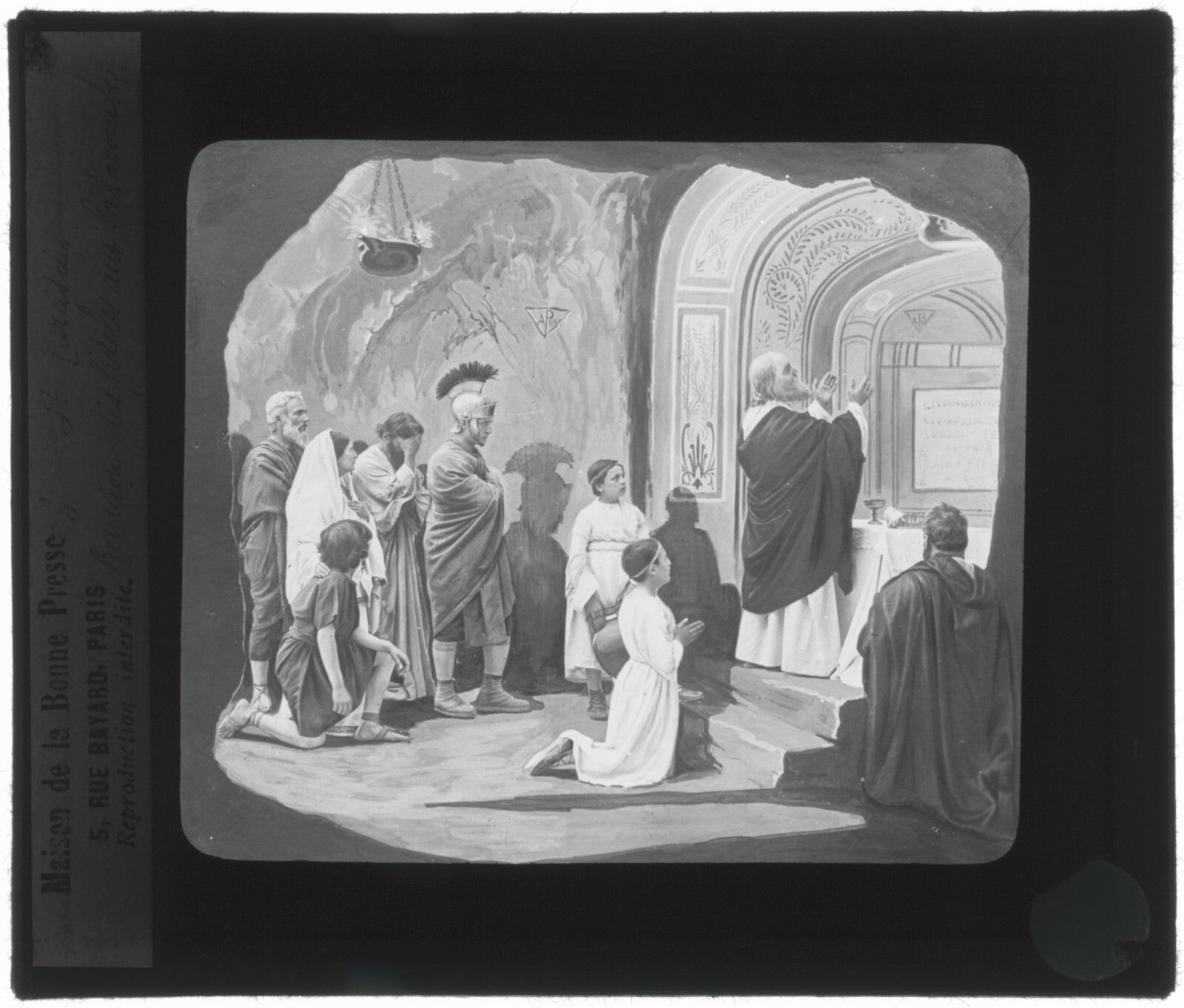 Tarcisius de Rome, Italie, dessin, photo plaque de verre, positif 8,5x10 cm