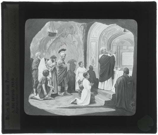 Tarcisius de Rome, Italie, dessin, photo plaque de verre, positif 8,5x10 cm