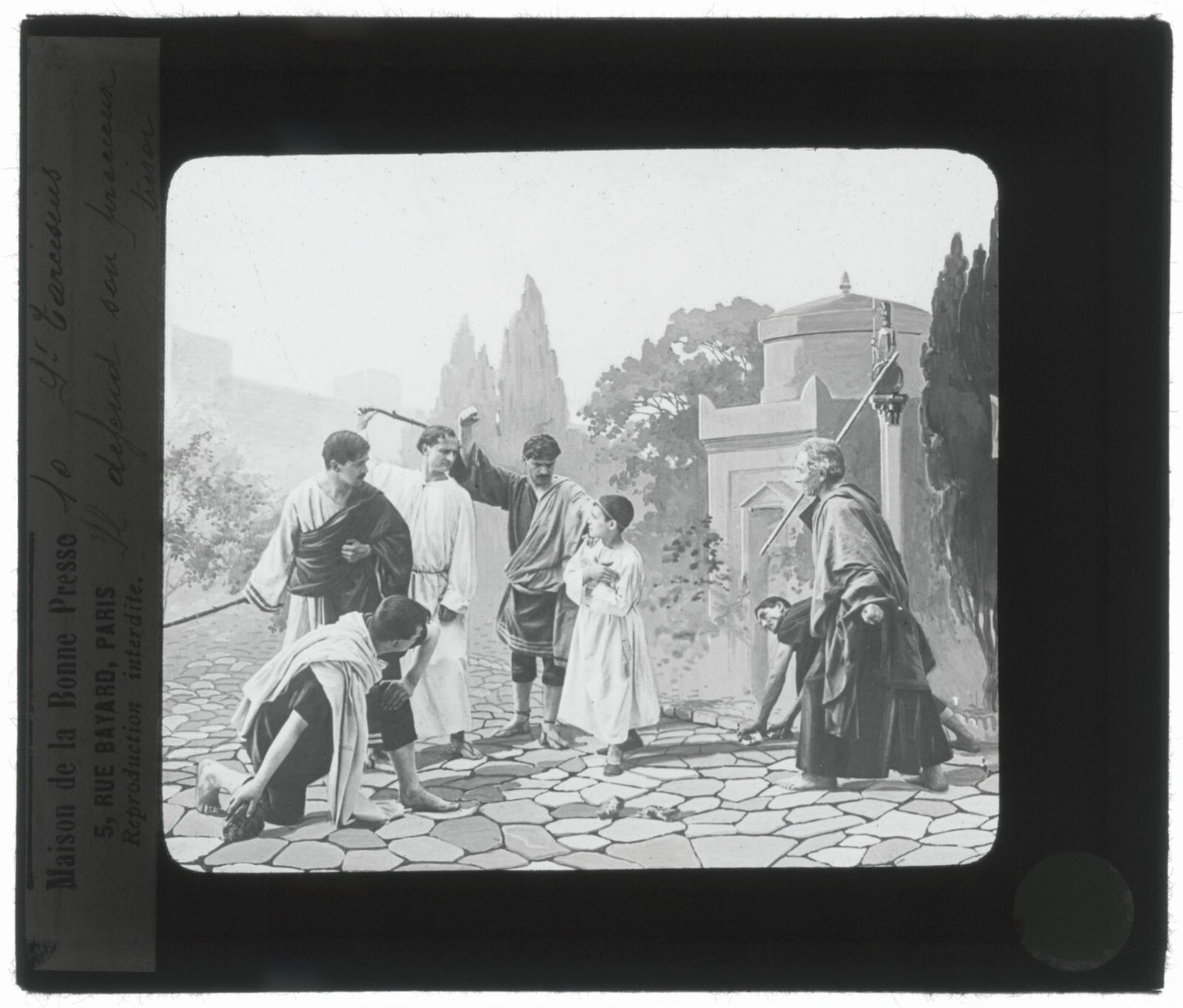 Tarcisius de Rome, Italie, dessin, photo plaque de verre, positif 8,5x10 cm