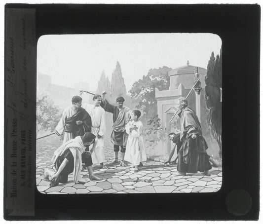 Tarcisius de Rome, Italie, dessin, photo plaque de verre, positif 8,5x10 cm