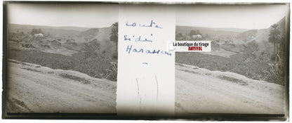 Sidi Harazem, Maroc, Plaque verre stéréo, positif noir & blanc 4,5x10,7 cm