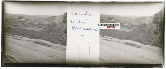Sidi Harazem, Maroc, Plaque verre stéréo, positif noir & blanc 4,5x10,7 cm