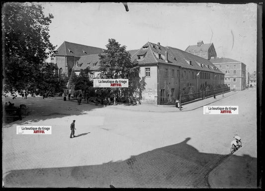 Plaque verre photo ancienne négatif noir et blanc 13x18 cm Colmar France vintage