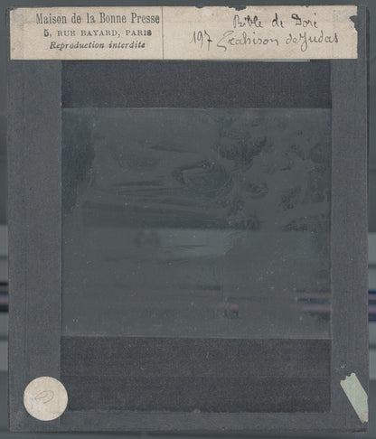 Trahison de Judas, la Bible de Doré, dessin, plaque de verre, positif 8,5x10 cm