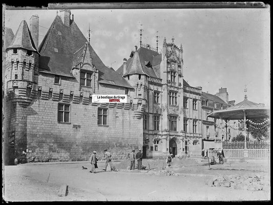 Saumur, Hôtel de Ville, Plaque verre photo, négatif noir & blanc 9x12 cm