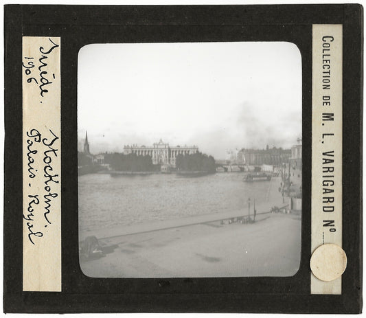 Palais Royal, Stockholm, Suède, photo ancienne plaque verre, positif 8,5x10 cm