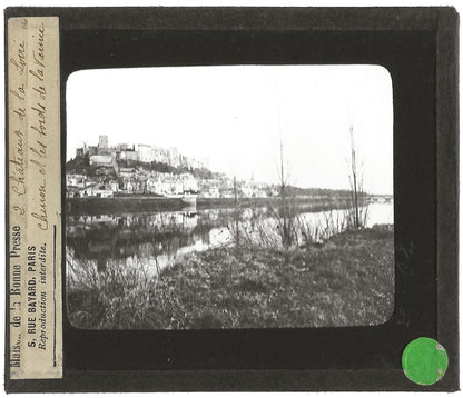 Chinon, Vienne, France, photo ancienne plaque de verre, positif 8,5x10 cm
