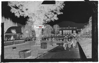 Plaque verre photo négatif, 9x14 cm, Mont-Dore, parc Casino, Auvergne, France