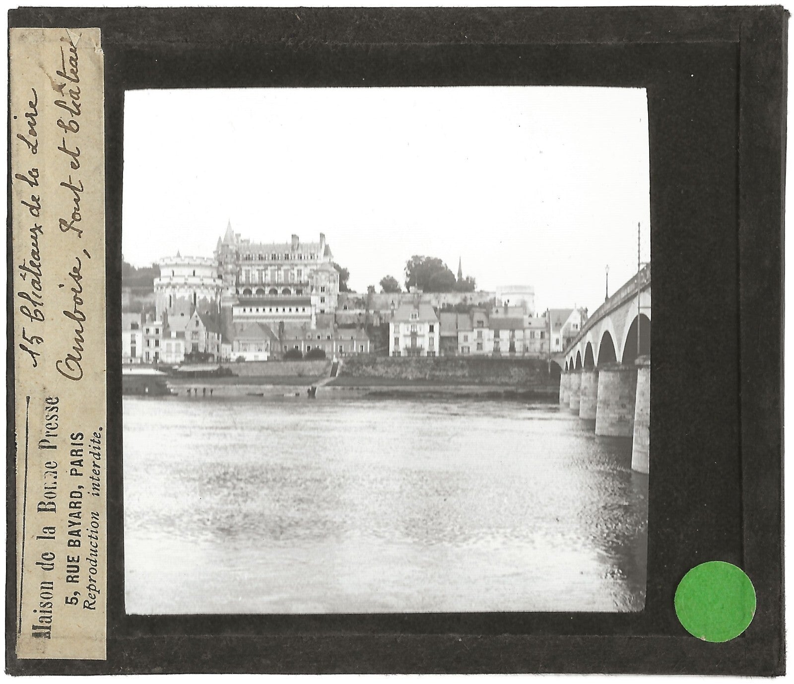 Château royal d'Amboise, photo ancienne plaque de verre, positif 8,5x10 cm