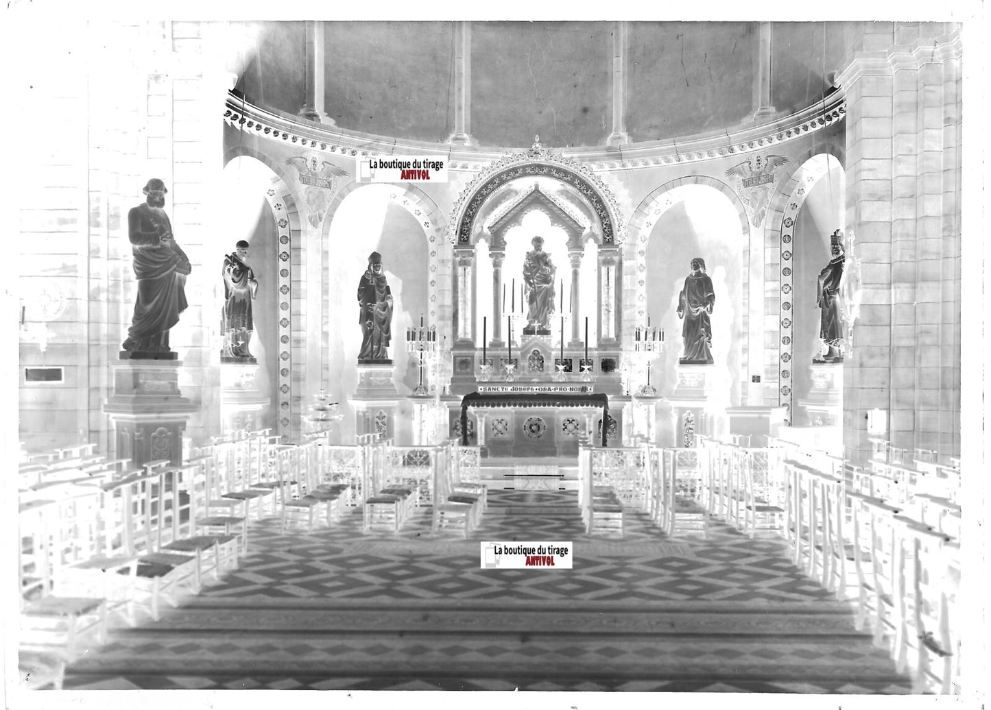 Plaque de verre photo ancienne négatif noir et blanc 13x18 cm église Strasbourg