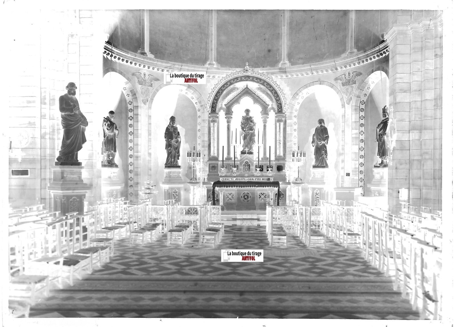 Plaque de verre photo ancienne négatif noir et blanc 13x18 cm église Strasbourg