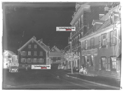 Plaque verre photo ancienne négatif noir et blanc 13x18cm Beaucourt voiture