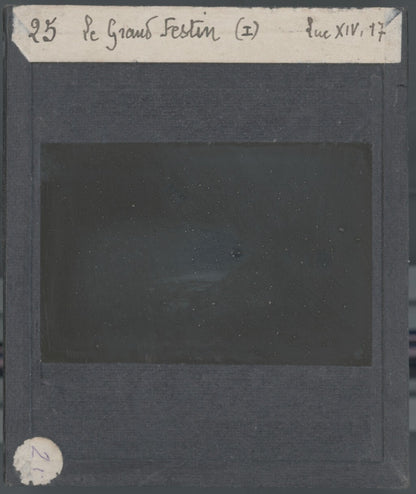 Luc, scène religieuse, dessin peinture plaque de verre, positif 8,5x10 cm