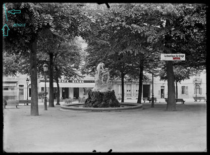 Tarbes, voitures, café, photos plaque de verre, lot de 4 négatifs 13x18 cm