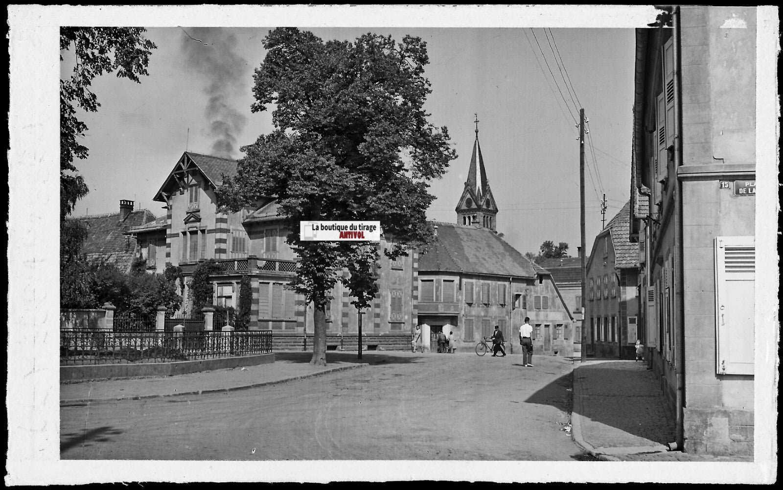 Plaque verre photo ancienne, négatif noir & blanc 9x14 cm, Pfaffenhoffen, France