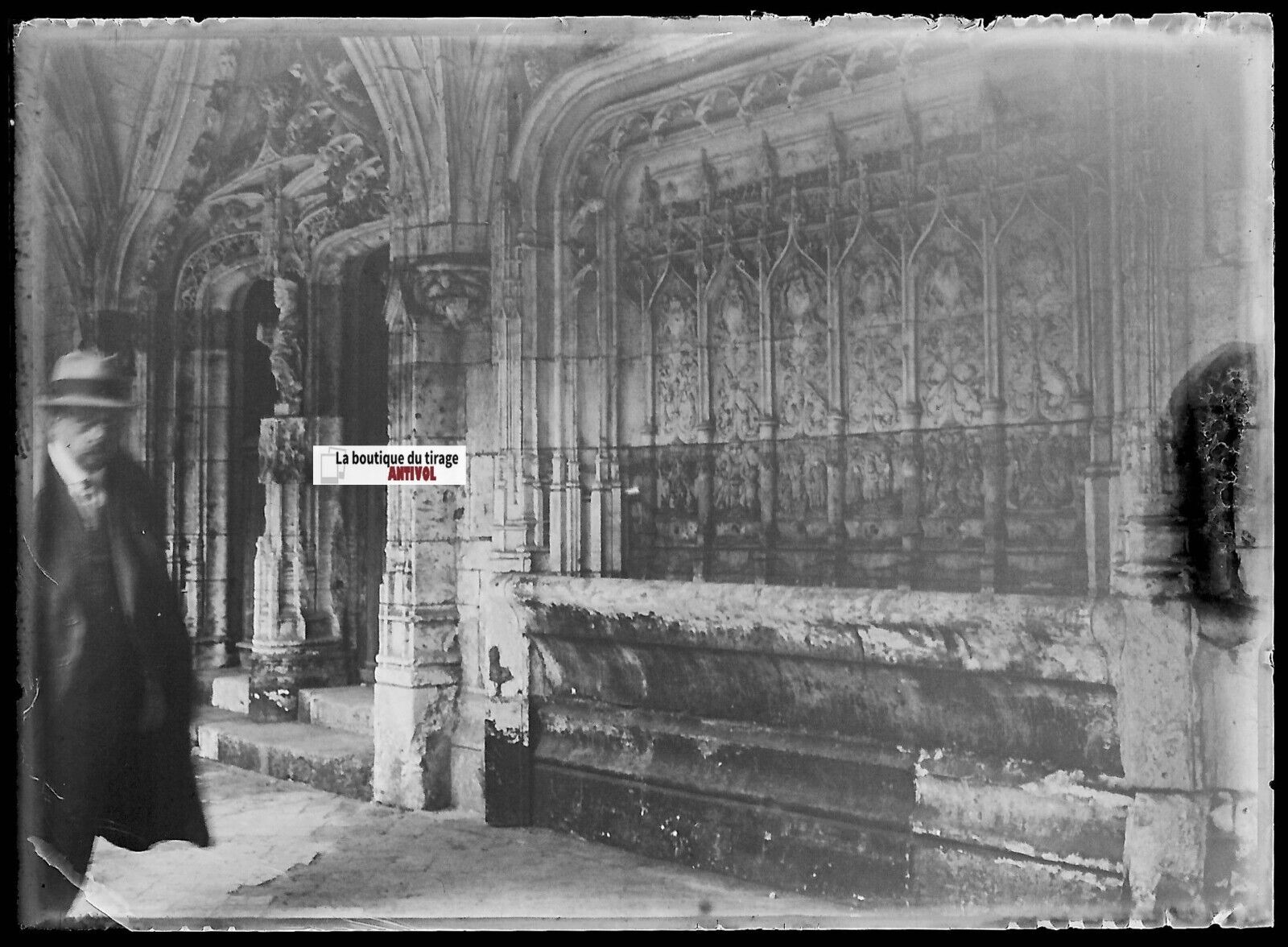 Abbaye Saint-Wandrille, Plaque verre photo, négatif noir & blanc 6x9 cm - La Boutique Du Tirage 