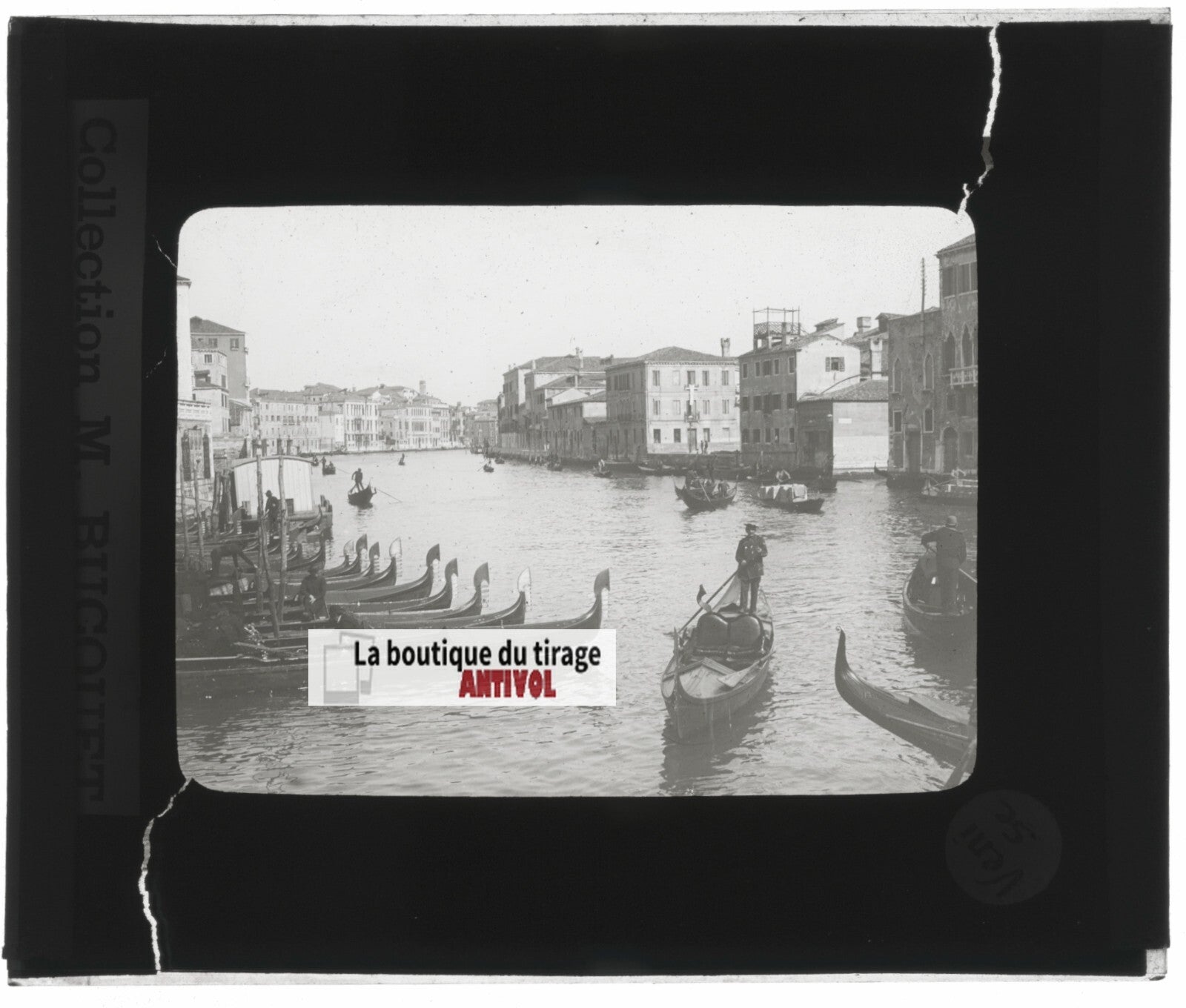 Les Gondoles, Venise Italie, photo ancienne plaque verre, positif 8,5x10 cm
