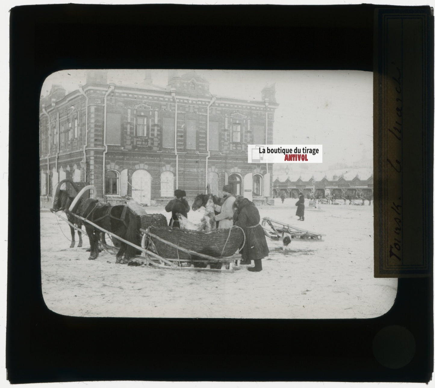 Koursk ?, Russie, photo plaque verre, noir & blanc, positif 8,5x10 cm