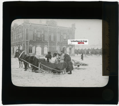 Koursk ?, Russie, photo plaque verre, noir & blanc, positif 8,5x10 cm