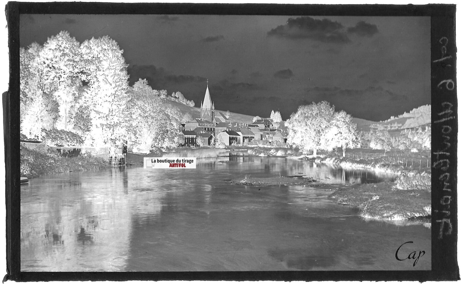 Plaque verre photo ancienne, négatif noir & blanc 9x14 cm, Montbenoît, Doubs