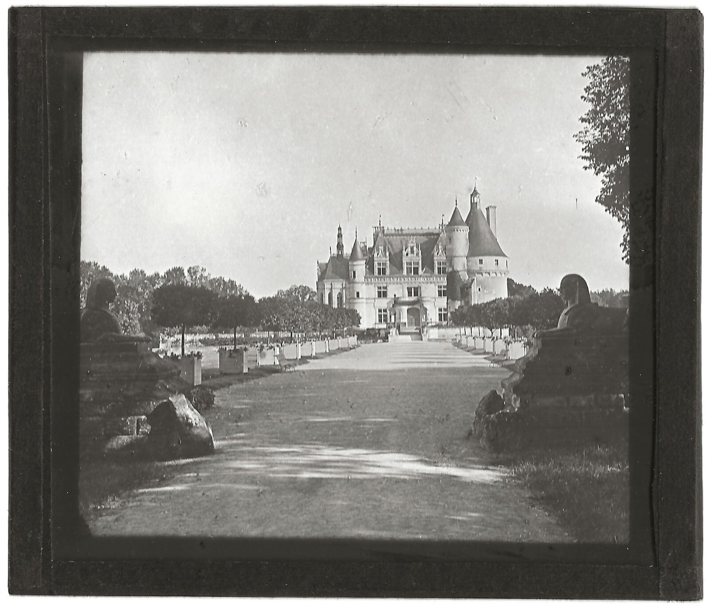 Château de Chenonceau, France, photo ancienne plaque de verre, positif 8,5x10 cm