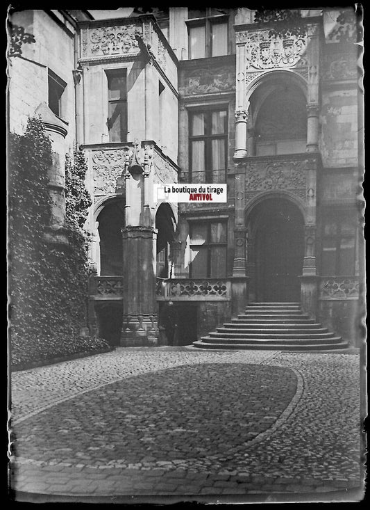 Tours, Hôtel Goüin, Plaque verre photo ancienne, négatif noir & blanc 6x9 cm