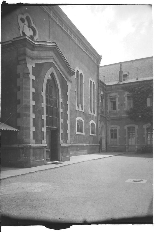 Plaque verre photo ancienne positif noir et blanc 13x18 cm Besançon école église