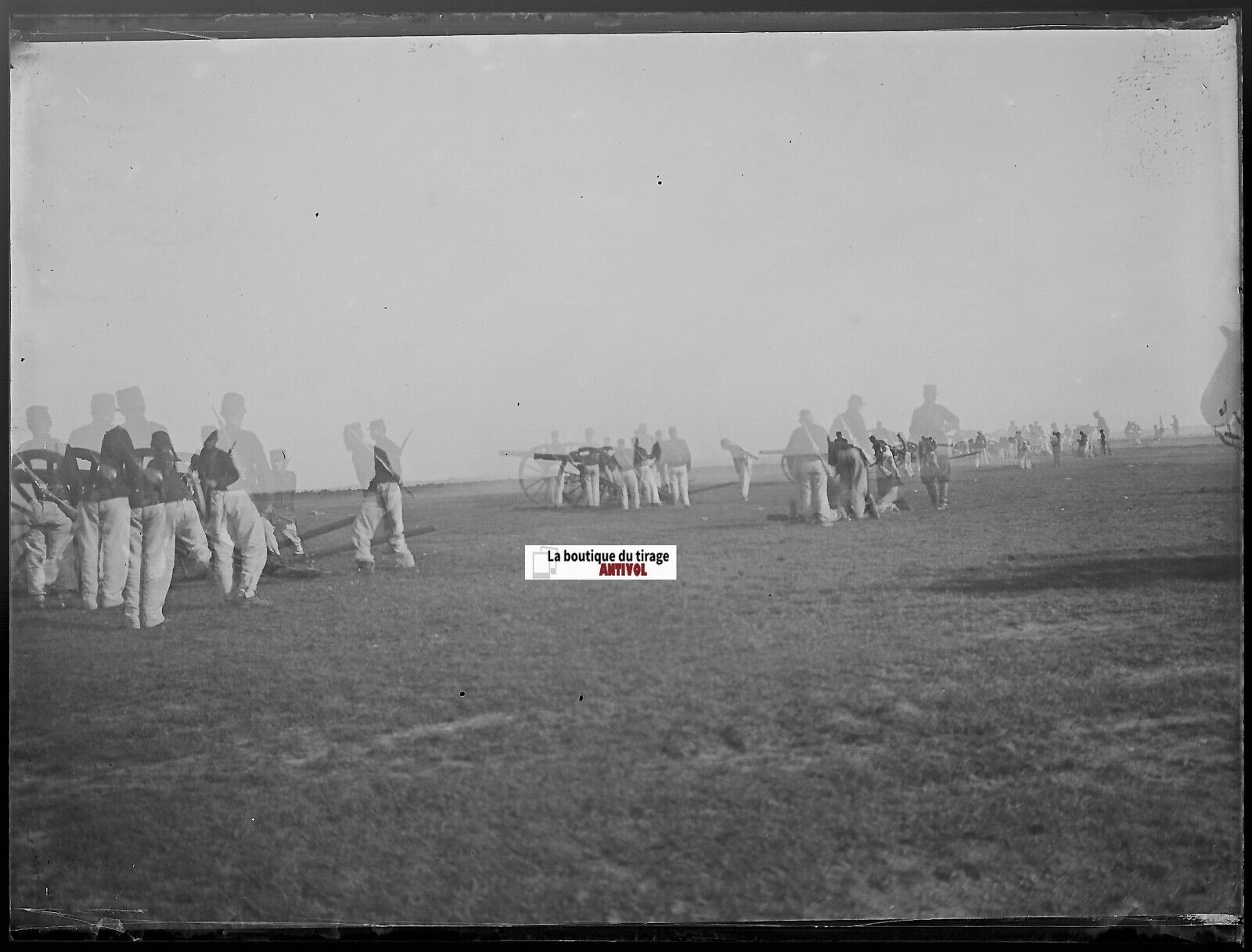 Camp militaire Meucon, Plaque verre photo ancienne, négatif noir & blanc 9x12 cm