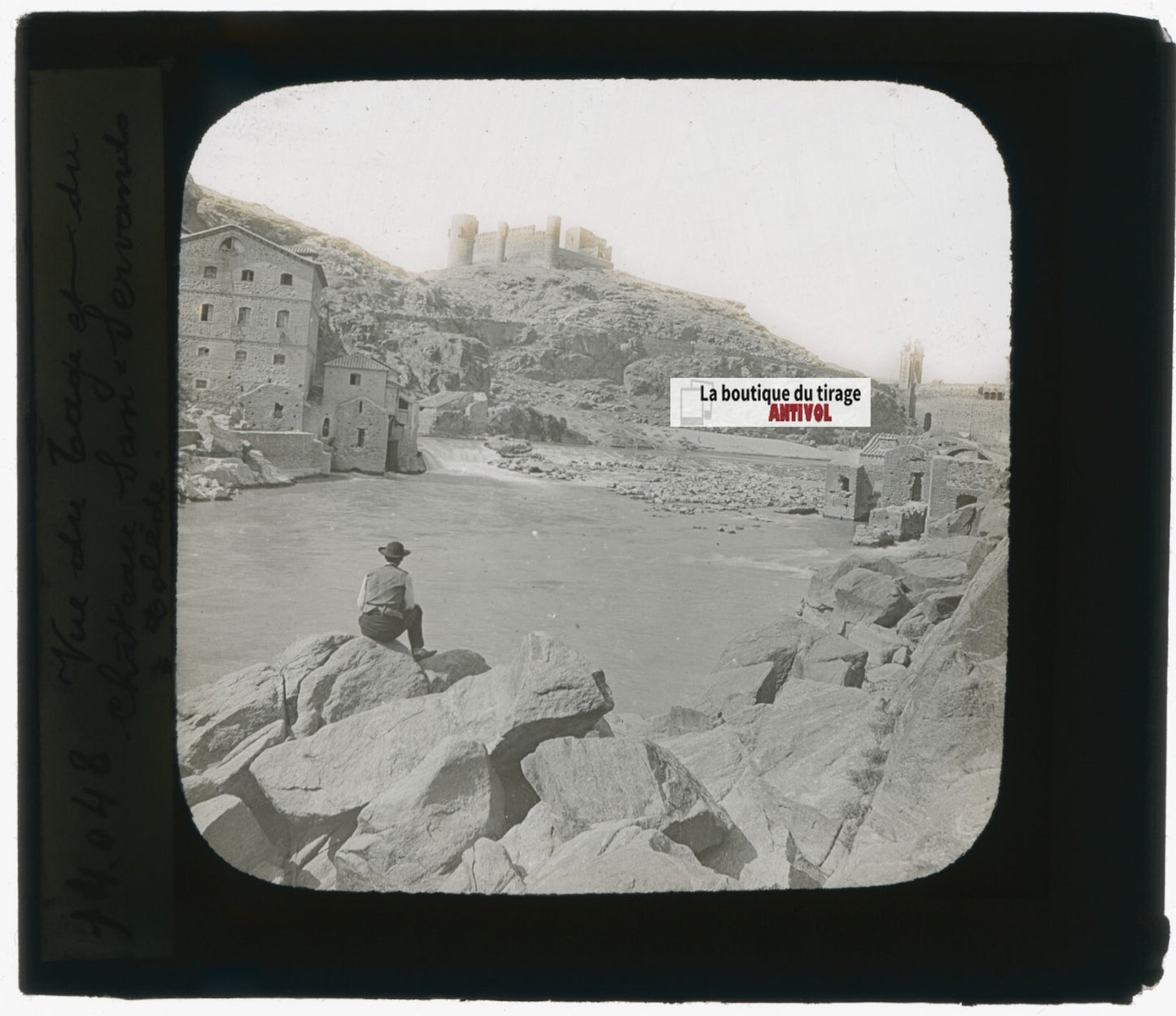 Tolède, Espagne, photo ancienne plaque verre, noir & blanc, positif 8,5x10 cm