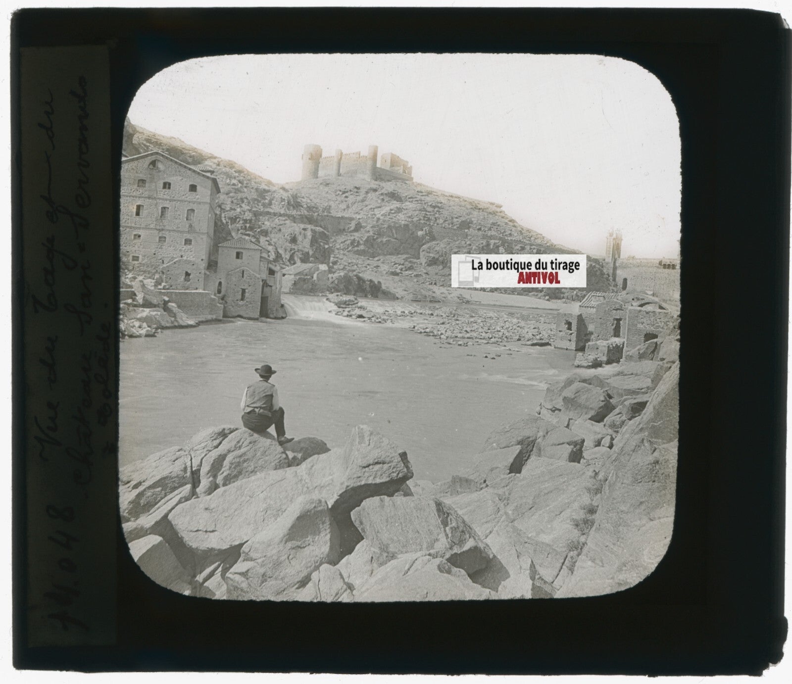 Tolède, Espagne, photo ancienne plaque verre, noir & blanc, positif 8,5x10 cm