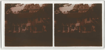 Villa, France, Plaque verre photo stéréoscopique, positif noir & blanc 6x13 cm