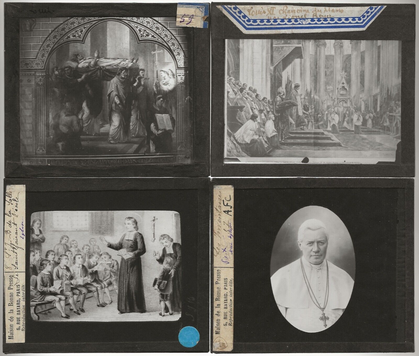 Rouen, Scènes religieuses, photos plaques de verre, lot 10 positifs 8,5x10 cm