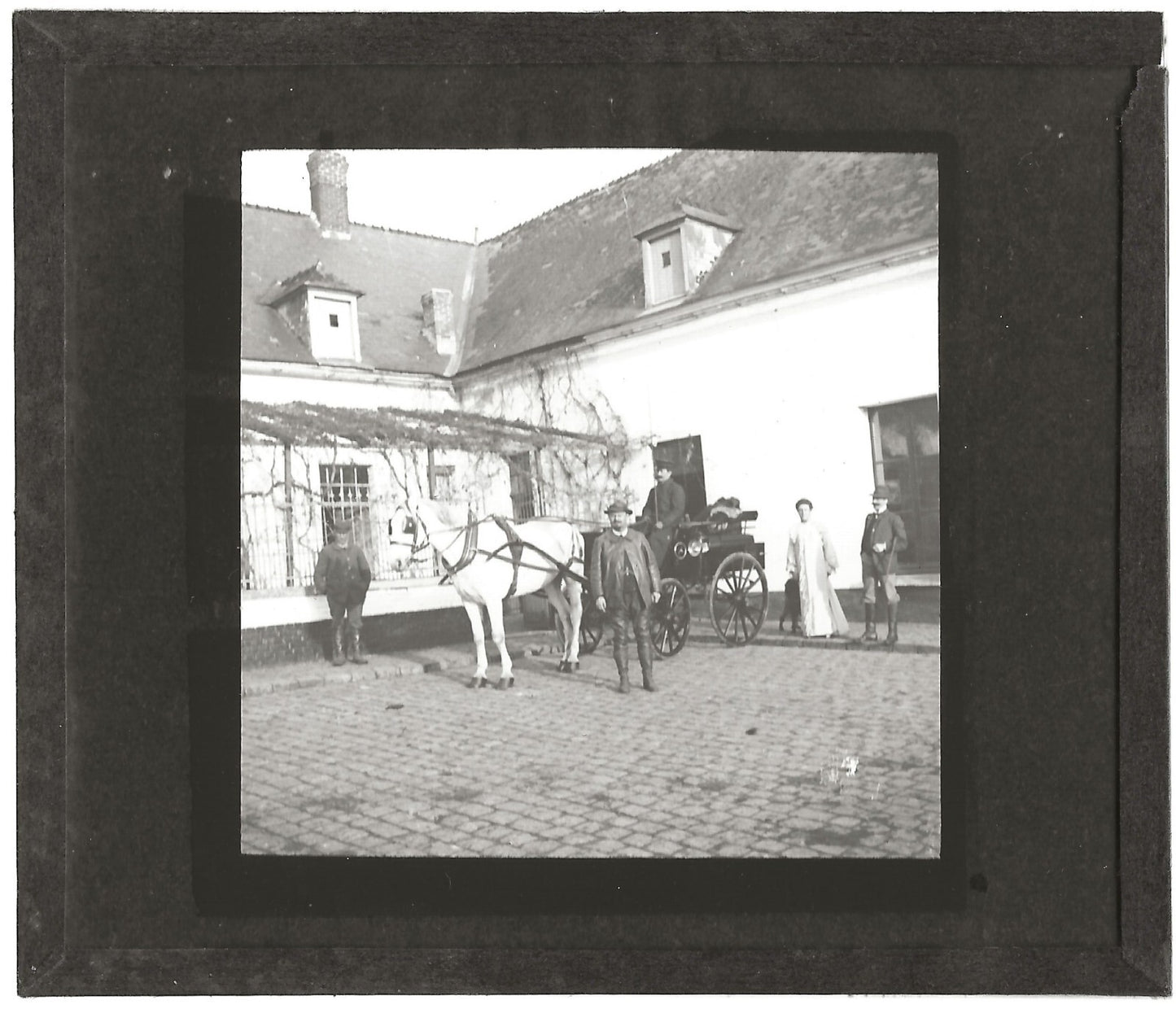 Chasse, Cerny-lès-Bucy, photo ancienne plaque de verre, positif 8,5x10 cm