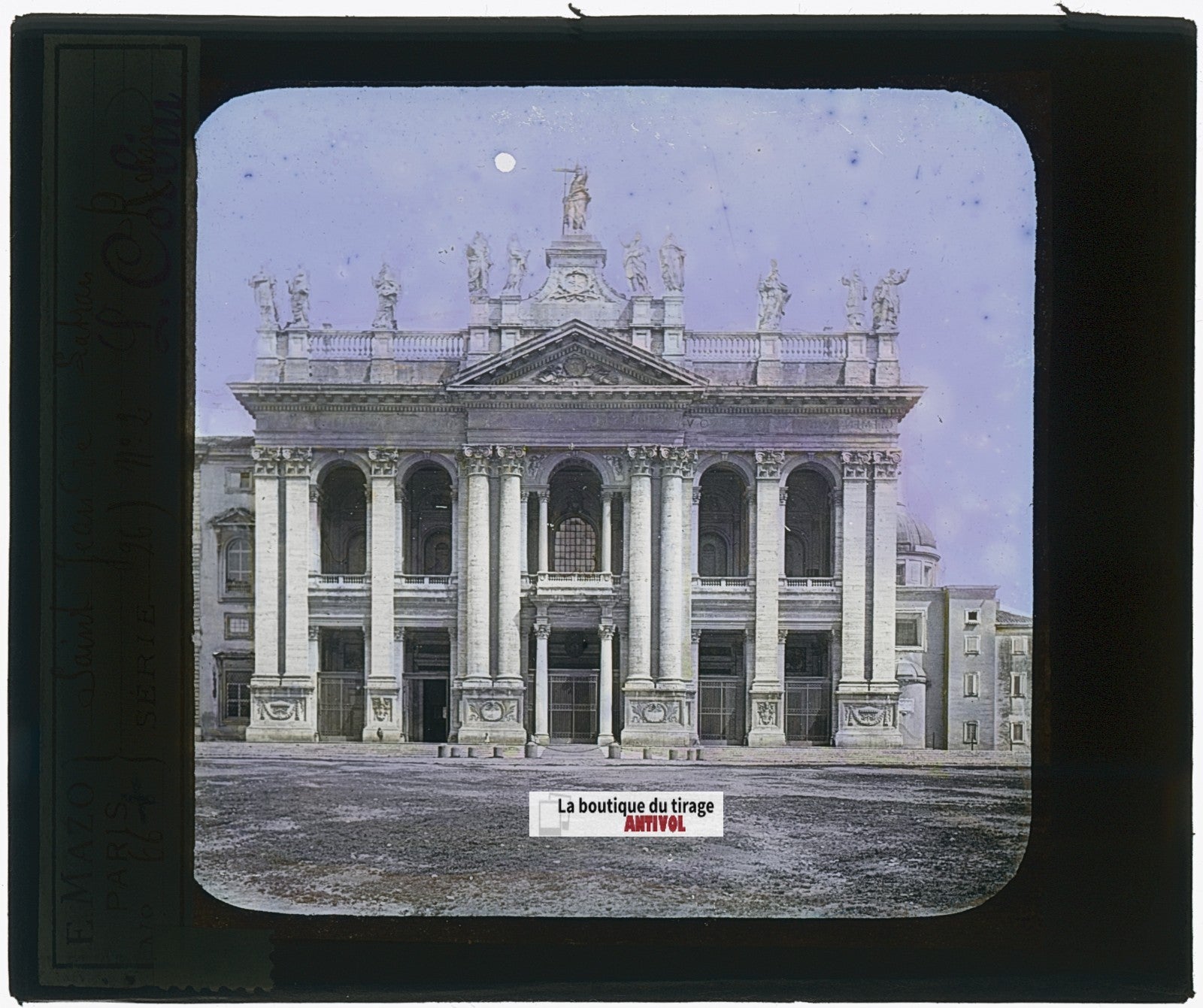 Saint-Jean-de-Latran, Rome, Italie, plaque ancienne verre couleur, 8,5x10 cm